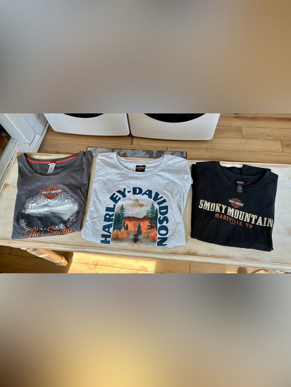 Lot of 3 women’s large Harley-Davidson Tees- Scenic Logos